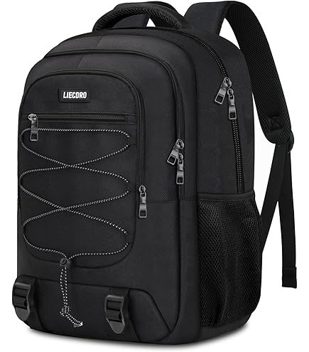 LIECDRO Black Backpack for Men, School Backpack for Boys Teens,15.6 inch Laptop Back Pack with Reinforced Straps, Backpacks for School Business Work College Travel, College Book Bag, Bookbag : Electronics