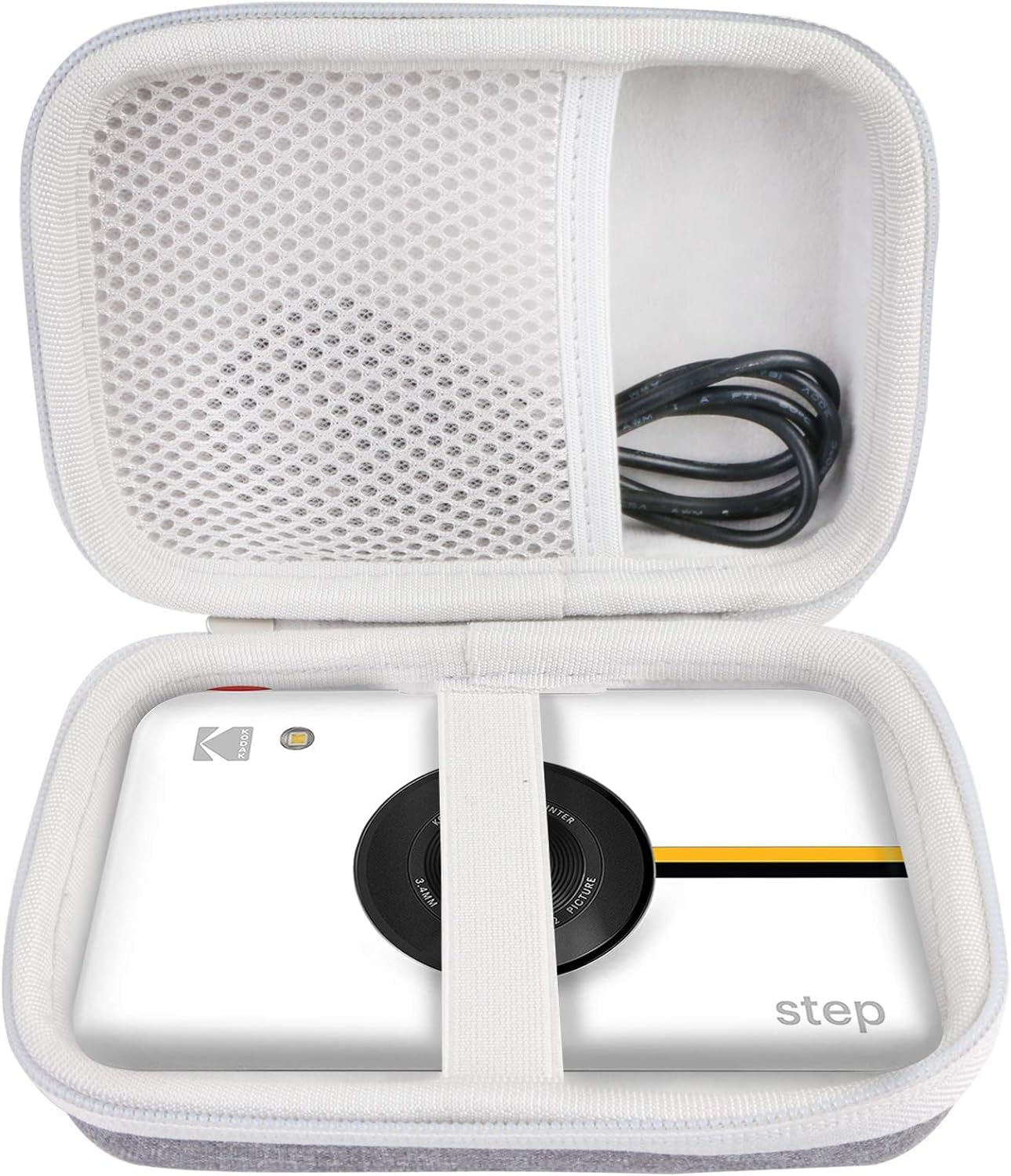 Khanka Hard Case Compatible for Kodak Step & Kodak Step Touch Digital Instant Camera Printer 10MP 13MP, Fits Photo Papers and Cables. (Gray & White Case Only)