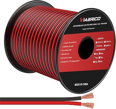 Viabrico 14 Gauge 150 ft Electrical Wire 2 Conductors Red Black 12V/24V