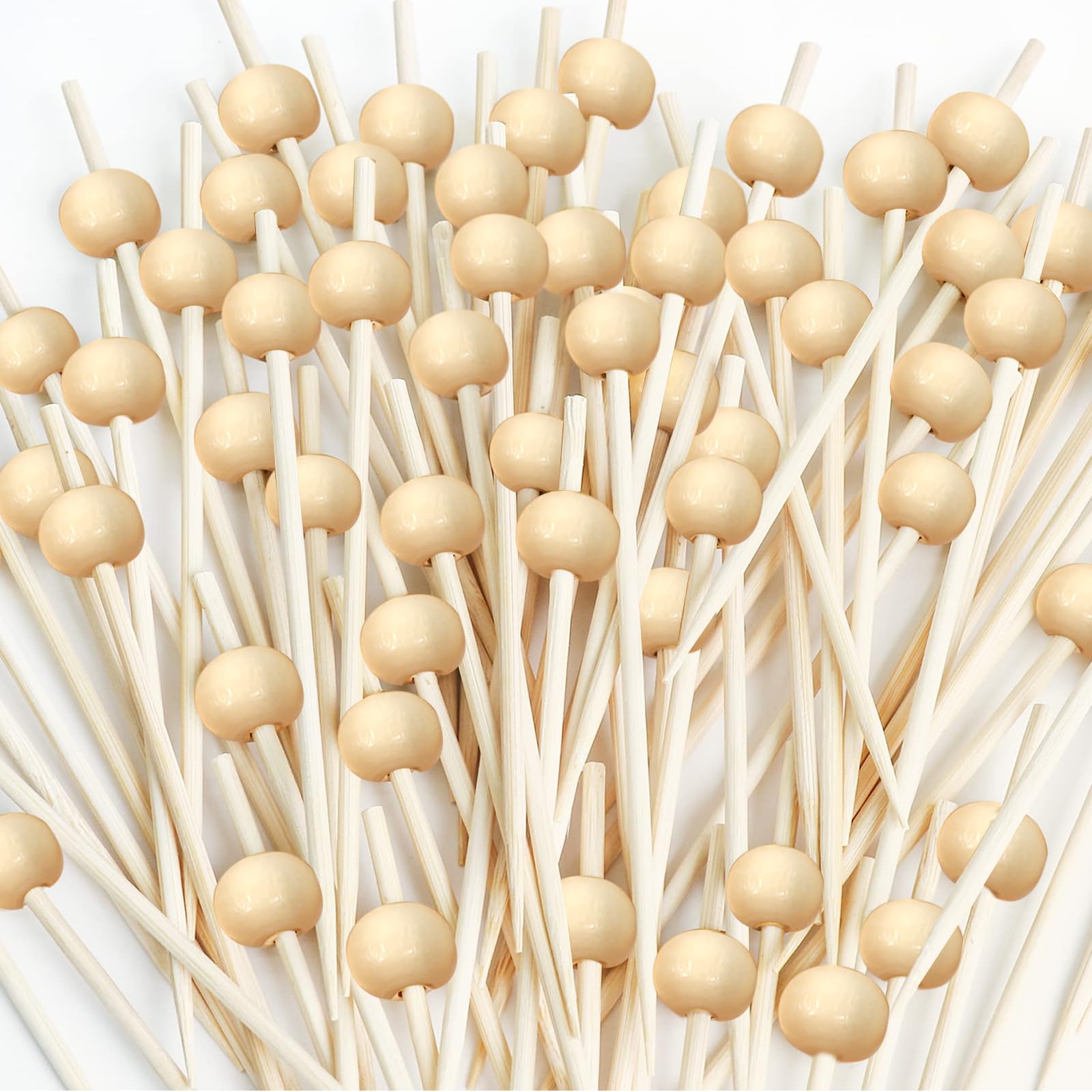 Photo 1 of 200 Pcs Cocktail Picks, 4.7 Inch Toothpicks for Appetizers, Sustainable Skewers And Bamboo Picks for Fruits, Wooden Bamboo Gold Ball Food Sticks Charcuterie Boards Accessories (200 Pcs)