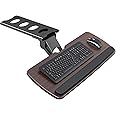 HUANUO Keyboard Tray Under Desk，360 Adjustable Ergonomic Sliding Keyboard & Mouse Tray, 25" W x 9.8" D, Brown