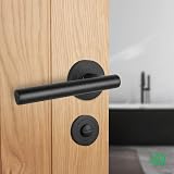 EAI Oliena Black Door Handles with Lock Set 1 Pair 64mm Hinges 54mm Rose view 6