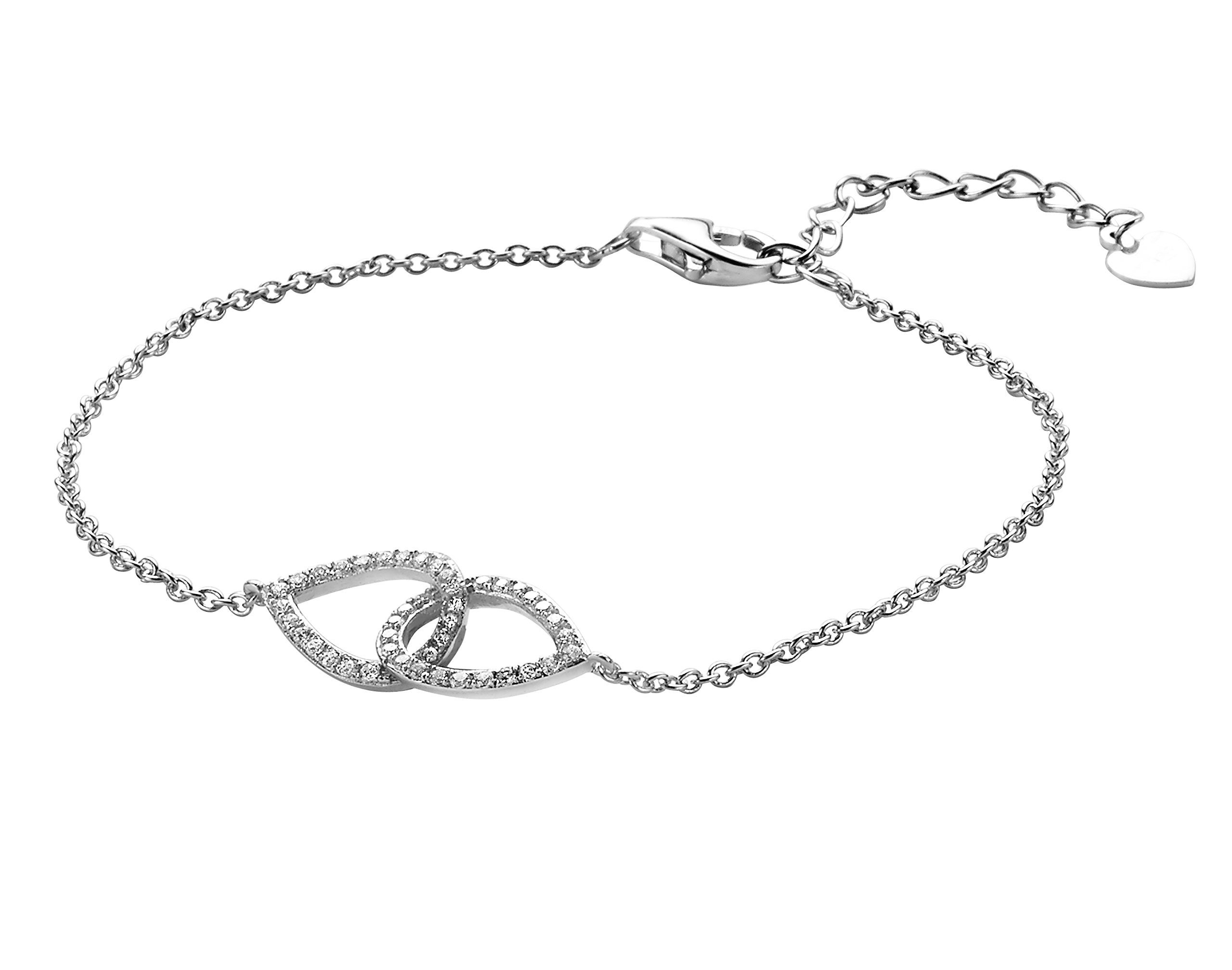 Orphelia Women's Necklace 925 Rhodium-Plated Silver and White Brilliant Cut 19 cm with 7050