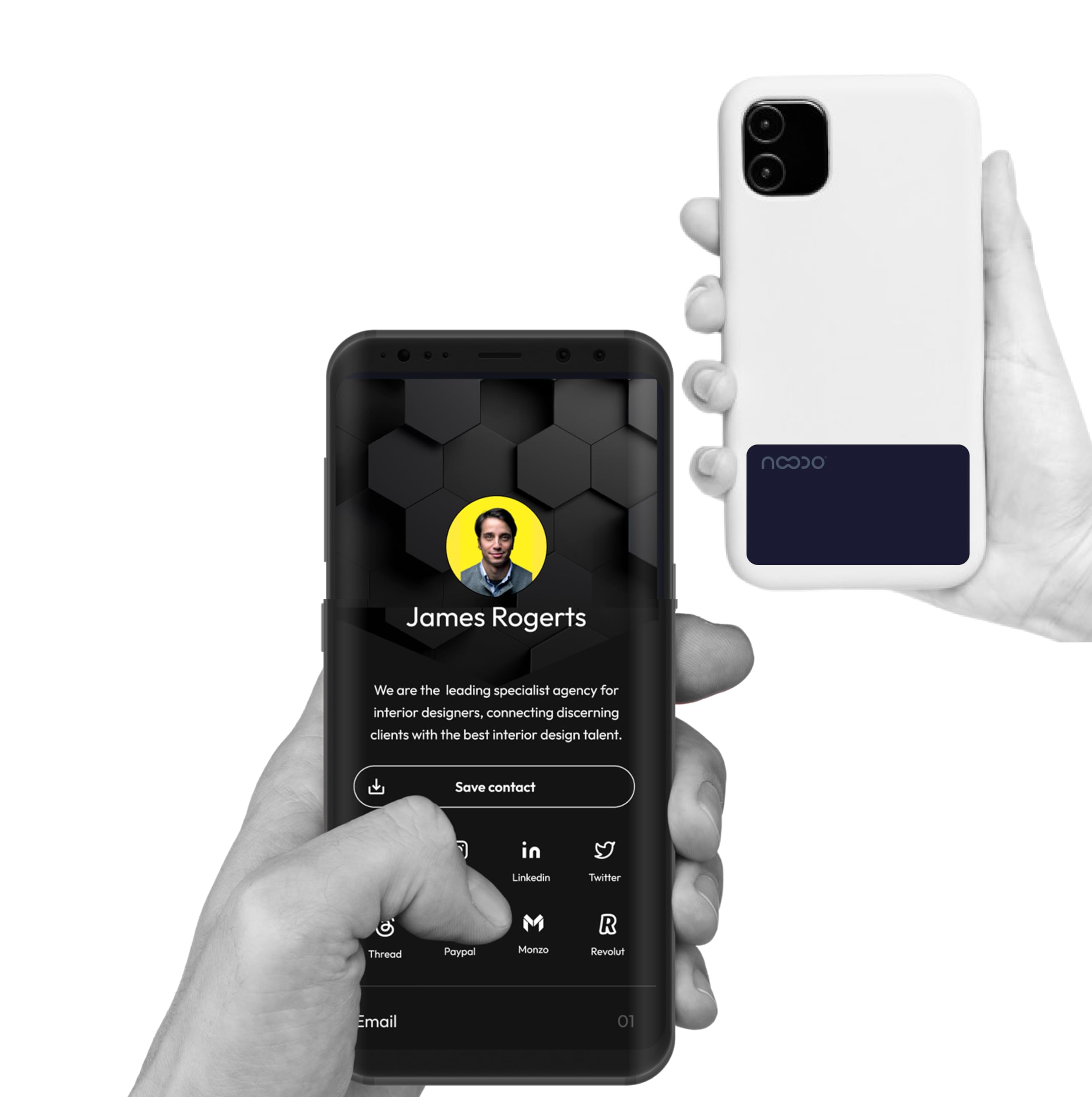 Noodo Contactless Digital Business Card - Digital Business Card with NFC Tag for Seamless Connections and Secure Contactless Payments - Smart Card for Social Media Sharing - iOS and Android (Navy)