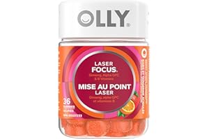 OLLY Laser Focus Gummy, Alpha GPC, B Vitamins, Berry Tangerine Flavor 36 count