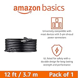 Amazon Basics PC Power Cord, 12 feet, AC Power Cord