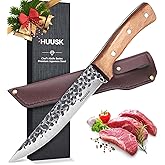 Huusk Knives from Japan, Boning Knife for Meat Cutting 6 inch, Butcher Knife for Brisket Trimming, Viking knife with Sheath, Full Tang Kitchen Utility Knife, Gift for Fathers