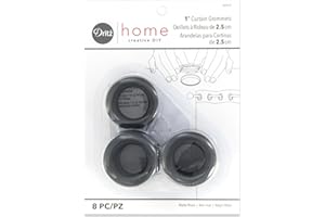 Dritz Curtain Grommets, 1" (25 mm) Inner Diameter, Heavy-Duty Plastic, Black Color, Snap-On Design, Tool-Free Installation, 8-Pack