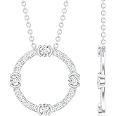 Rosec Jewels Certified Moissanite Eternity Necklace With Silver Chain, D-Vs1 Quality, Moissanite Promise Necklace - Gift For Women