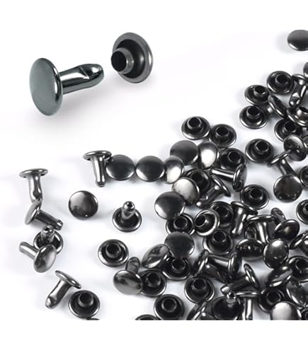 420 Sets Leather Rivets, Rivets for Leather Crafting, 4 Colors and 3 Sizes Leather Rivet Kit with 3pcs Leather Tools, Rivets for Fabric, Remaches para Cuero, Double Cap Brass Rivets for