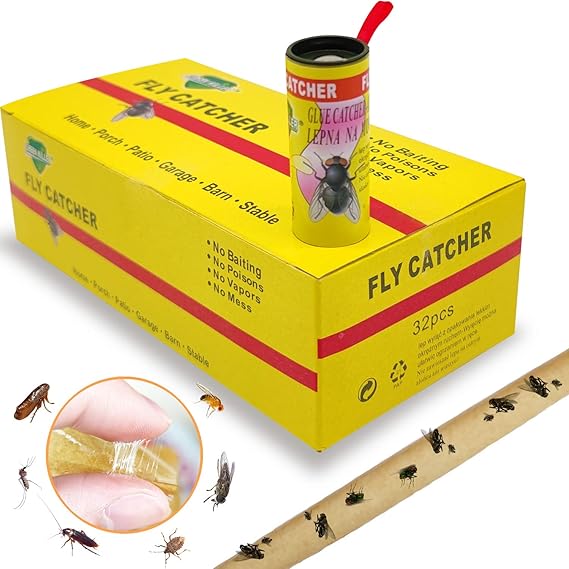 Torchtree Fly glue trap，Fly Paper 32 pcs,Fly Killers for the Home,Fruit