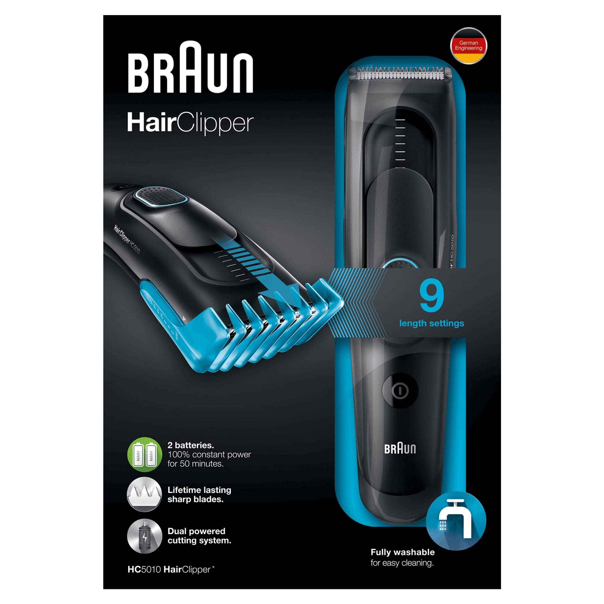 Braun Hair Clipper HC5010 - Ultimate Hair Clipping Experience from Braun in 9 Lengths
