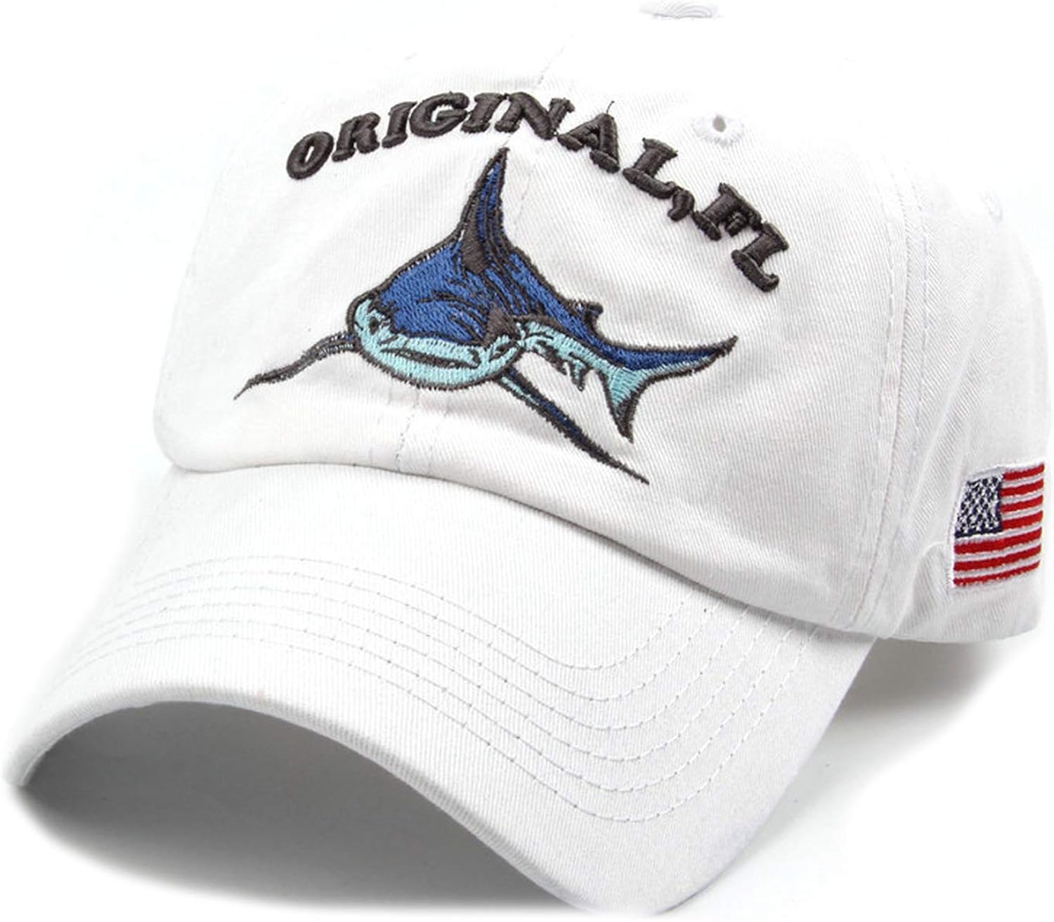New Pattern Cloth Comic Shark Embroidery Wash Cowboy Baseball Hat Outdoor Sport Sunshade Duck Tongue Holes Hat