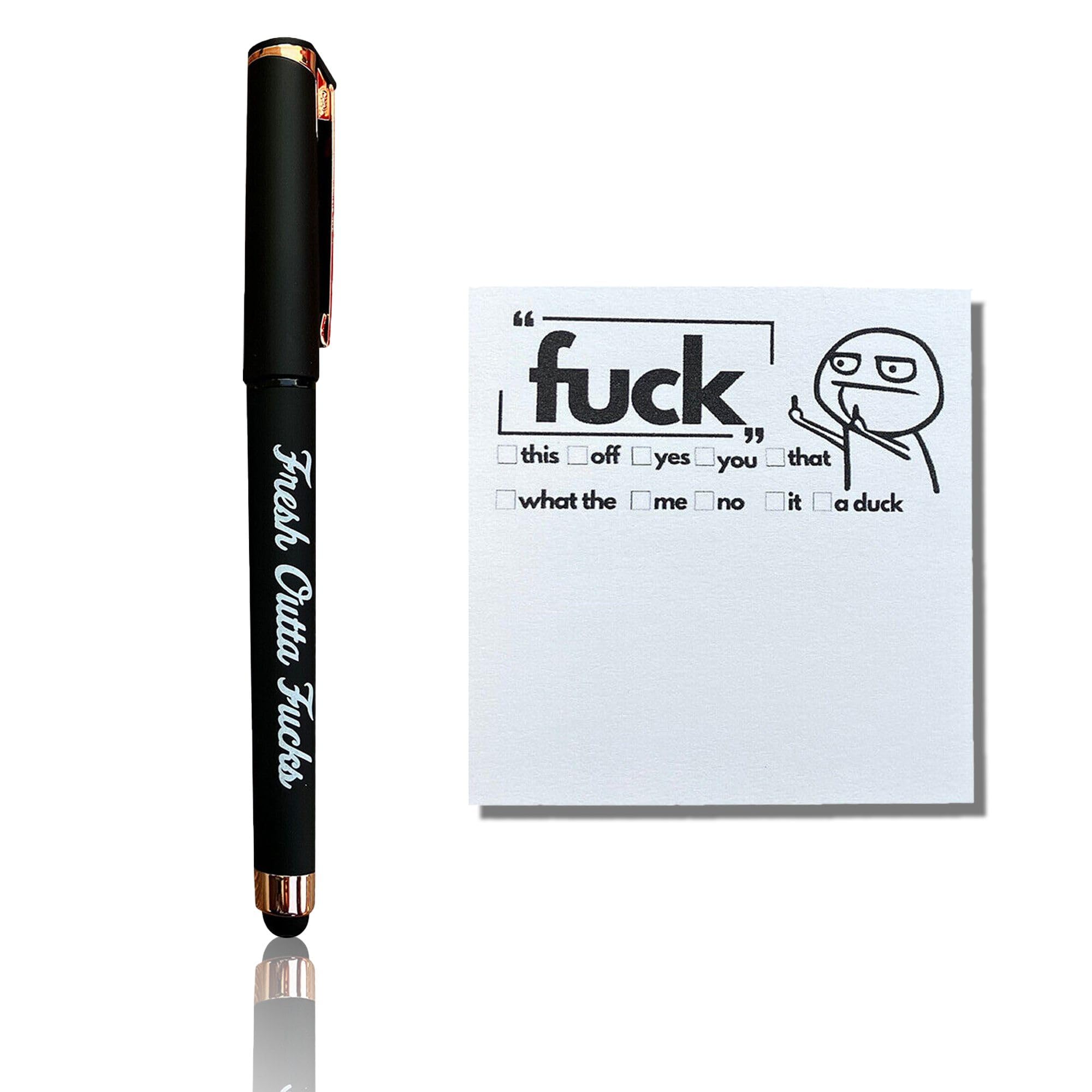 Funny Pens Small Sticky Notes, Rude Pens and Sticky Notes Set, Novelty Notepads Office Supplies Desk Accessories, Christmas Gifts for Friends Colleagues Boss Black