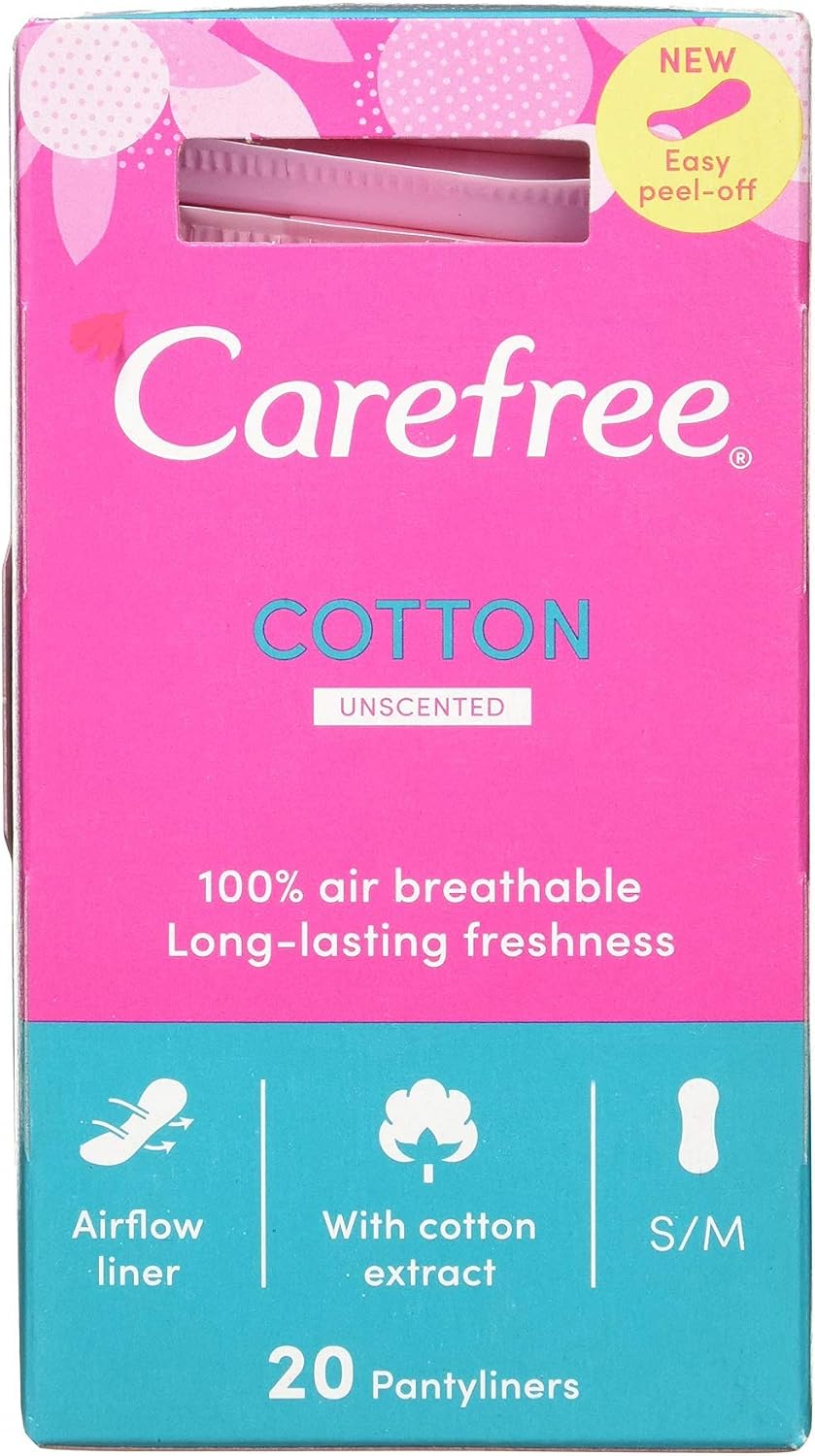 Carefree Panty Liners Folded Breathable, Pack of 20, White, 20 Count