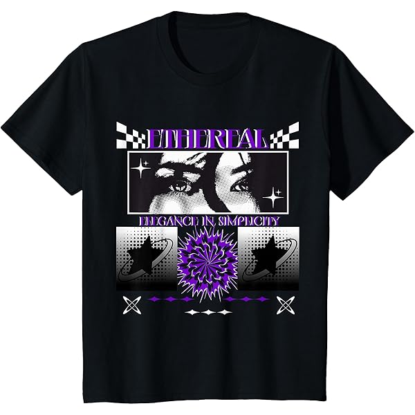 Amazon.com: Y2K Aesthetic Black and Purple Ethereal Star T-Shirt