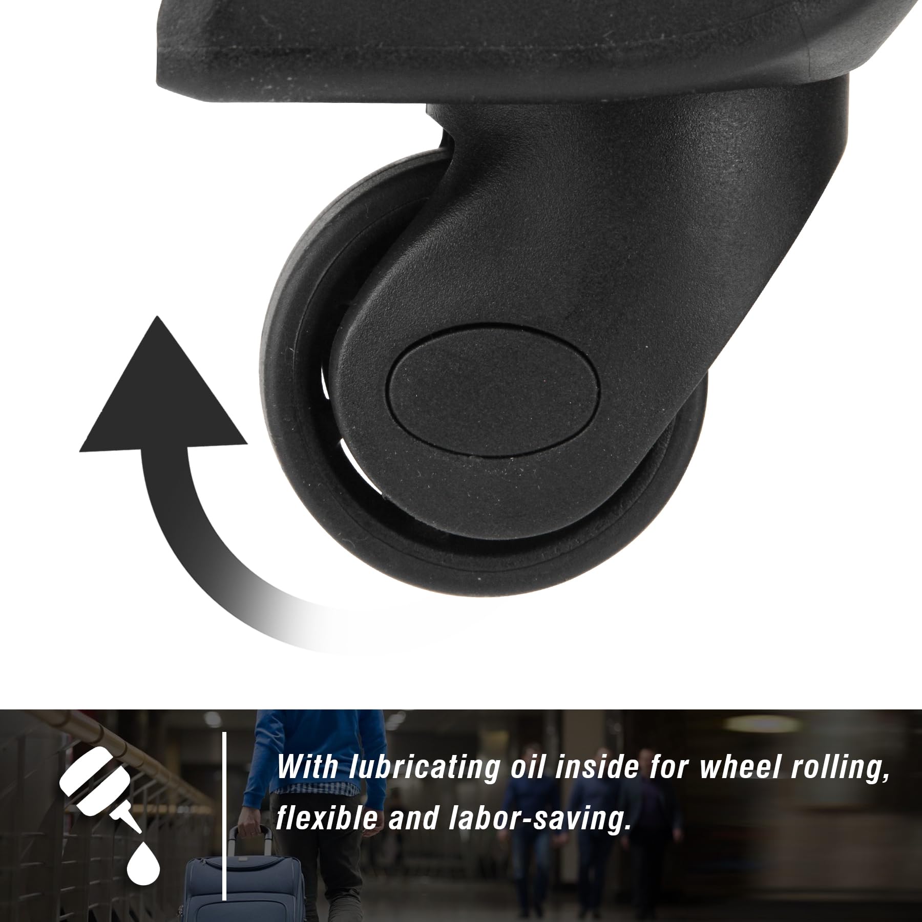 Zoofen 360 Spinner Replacement Luggage Wheel Repairment Suitcase Wheels (Z146) (Z146-Rear Wheel)