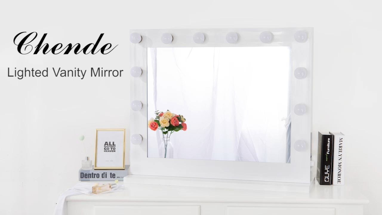 Chende White Hollywood Lighted Makeup Vanity Mirror Light, Makeup