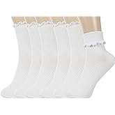 BomKinta Ruffle Socks Women - Turn-Cuff Frilly Sock - Lightweight Cotton Socks Gifts
