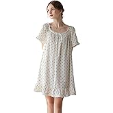 COSOSA Women's Cotton Nightgowns Vintage Lightweight Gown Sets Short Sleeve Princess Nightdress