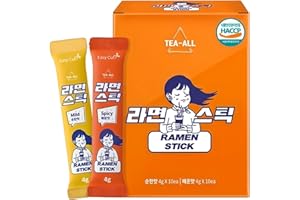 CAINCOSMETIC Ramen Broth Stick Duo – Mild & Spicy Variety, Instant Soup Seasoning Powder, 4 g × 20 Single-Serve Sticks (10 Mild + 10 Spicy), Easy-Cut Packets, Travel Friendly