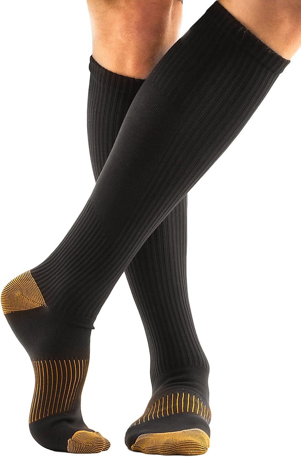 3 Pairs Black Compression Socks For Men - Copperfit Compression Socks for Men One Size Fits All : Clothing