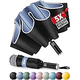 Seniny Inverted Travel Umbrella, Automatic Umbrellas for Rain, Windproof Compact Umbrella with Reflective Stripe, Folding UV Umbrella Sun Umbrella, Portable Large Umbrella for Backpack, Lightweight