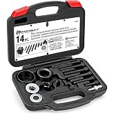 Powerbuilt 14-Pc Power Steering and Alternator Pulley Tool Set - 648605 | Pulley tool set removes and installs power steering pump and alternator pulleys with multiple adapters and storage case.