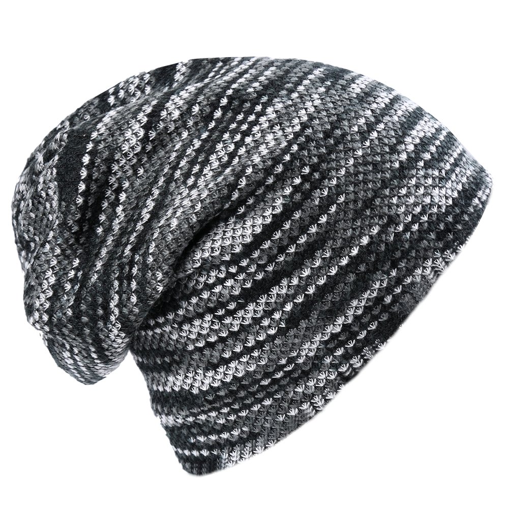 Vbiger Unisex Baggy Beanie Warm Lined Winter Hat Slouchy Knit Skull Cap (Grey)