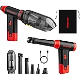 Shop-Vac 2-in-1 Electric Air Duster & Vacuum, 110000 RPM Cordless Air Blower with Brushless Motor, Variable Speed and Rechargeable, 6 Nozzles for Computer, Keyboard, House, Outdoor and Car