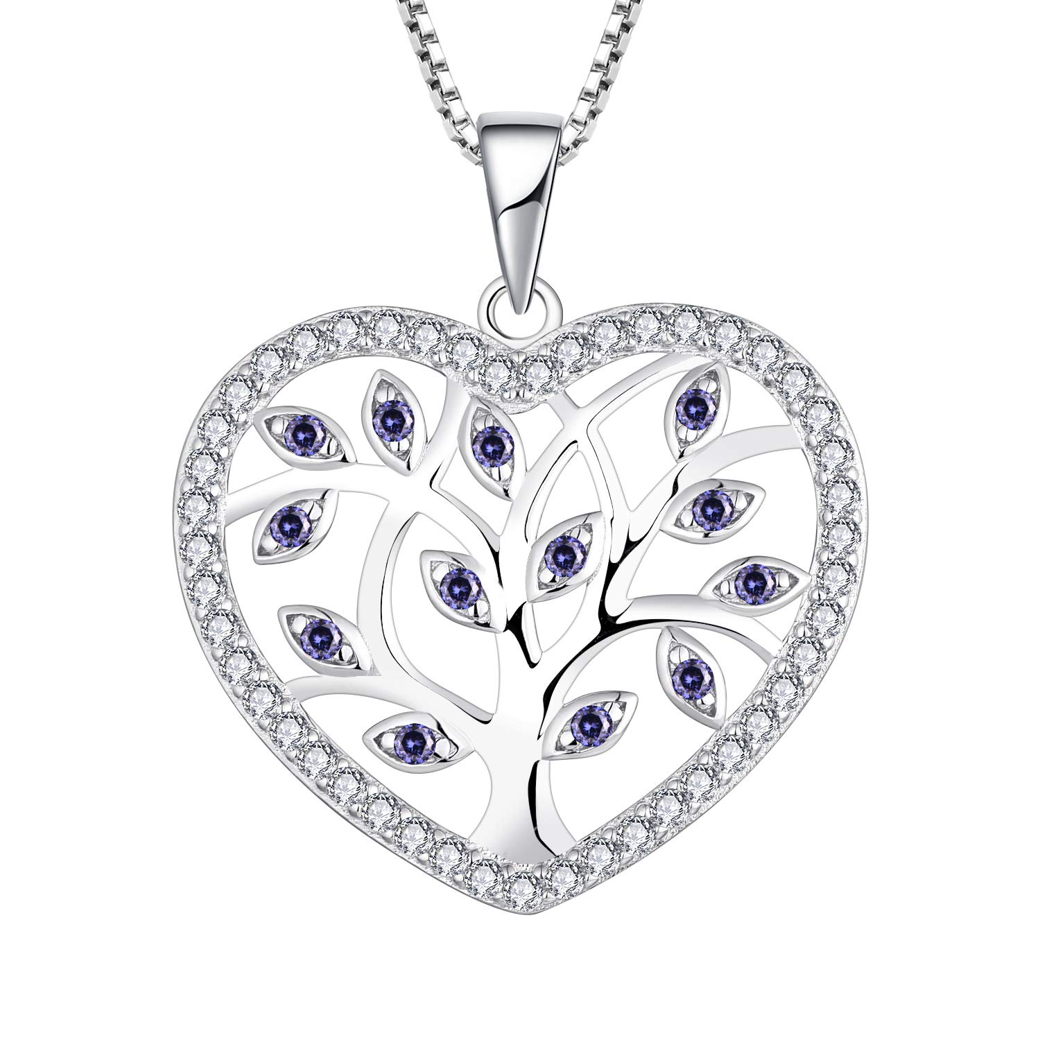 YL Tree of Life Necklace 925 Sterling Silver cut Tanzanite Family Tree Pendant Necklace for Women