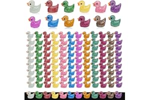 AWEELON 120 Pcs Mini Resin Ducks Glitter Miniature Figures Tiny Ducks for DIY Garden Aquarium Dollhouse Ornament Home Birthday Wedding Christmas Party School Project Accessories