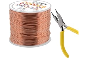 KSVZS 20 Gauge/0.8mm Pure Copper Wire with Pliers，160 Ft Length/φ0.8 mm Jewelry Wire-Perfect for Jewelry Making，Electrical and Crafting Projects…
