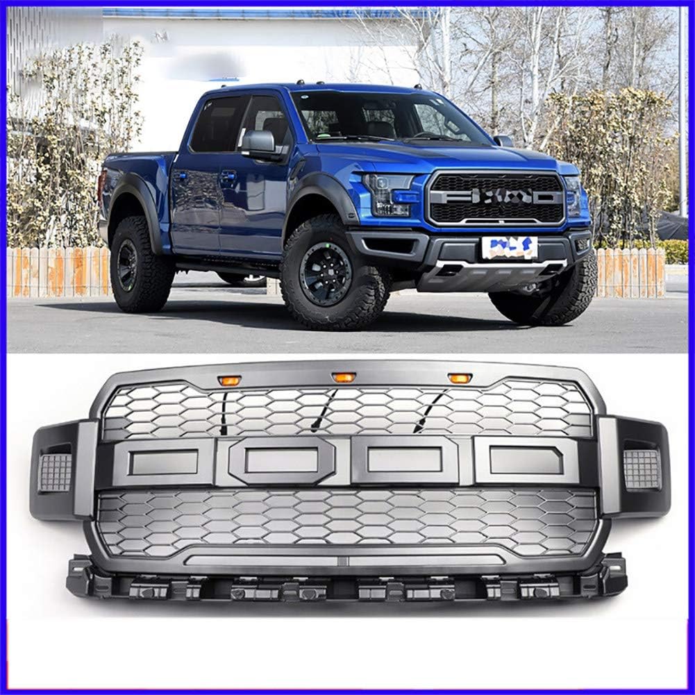 LSYBB Car Accessories Modified Front Racing Grills ABS Grill Raptor Grille Mask Trims Cover For Ford F150 2018+,Grey