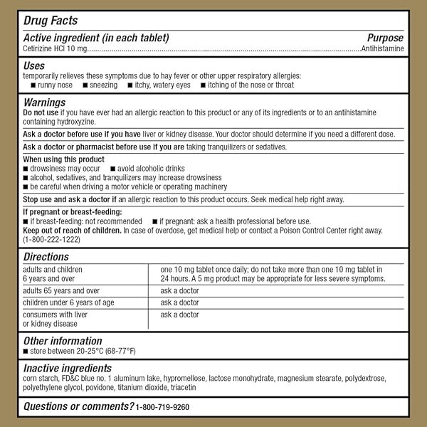 GOODSENSE 24 HOUR ALLERGY RELIEF, CETIRIZINE HYDROCHLORIDE TABLETS, 10 MG, ANTIHISTAMINE