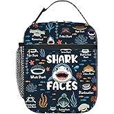 SJEFOJ Shark Lunch Box for Men Women, Insulated Lunch Bag for Men, Thermal Lunchbox for Man, Cooler Lunches Tote Bag for Man Adult Cartoon Shark Faces Reusable Leakproof Portable Work Office Picnic