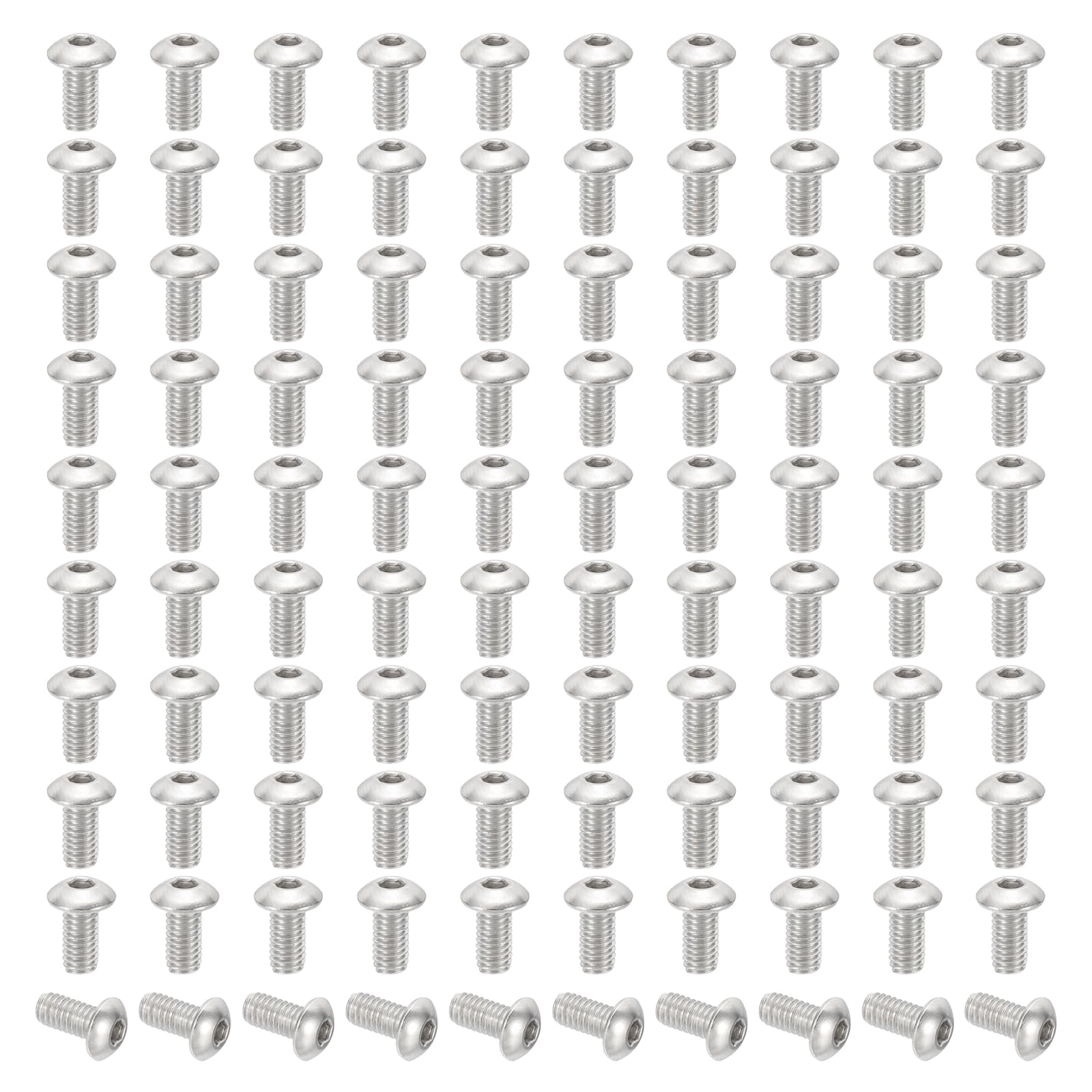 PATIKIL M4-0.7x8mm Button Head Socket Cap Screws, 100 Pcs 304 Stainless Steel 18-8 Hex Socket Cap Screw Bolts Allen Hex Drive Full Machine Thread