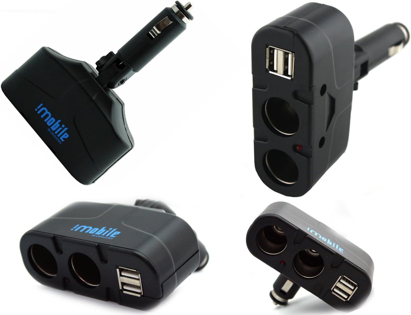 Genuine Imobile 2 Way 5amp Dual Usb Port In car Cigaratte Socket Lighter Splitter Adapter 12V-24V Black