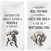 Tzhim Poodle Gifts Kitchen Towels Set of 2, Poodle Gifts for Women, Poodle Mom Gifts, Poodle Dog Dish Towels Tea Towels for Kitchen, Poodle Dog Hand Towels, Dog Kitchen Bathroom Decor, 16x24inch