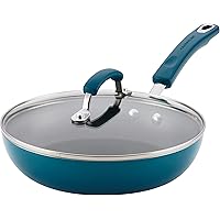 Deep Nonstick Frying Pan, 9.5 Inch, (Marine Blue)