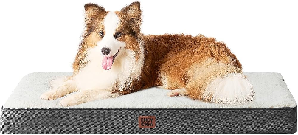 EHEYCIGA Orthopedic Extra Large Dog Bed 104x68x9cm White Removable Cover