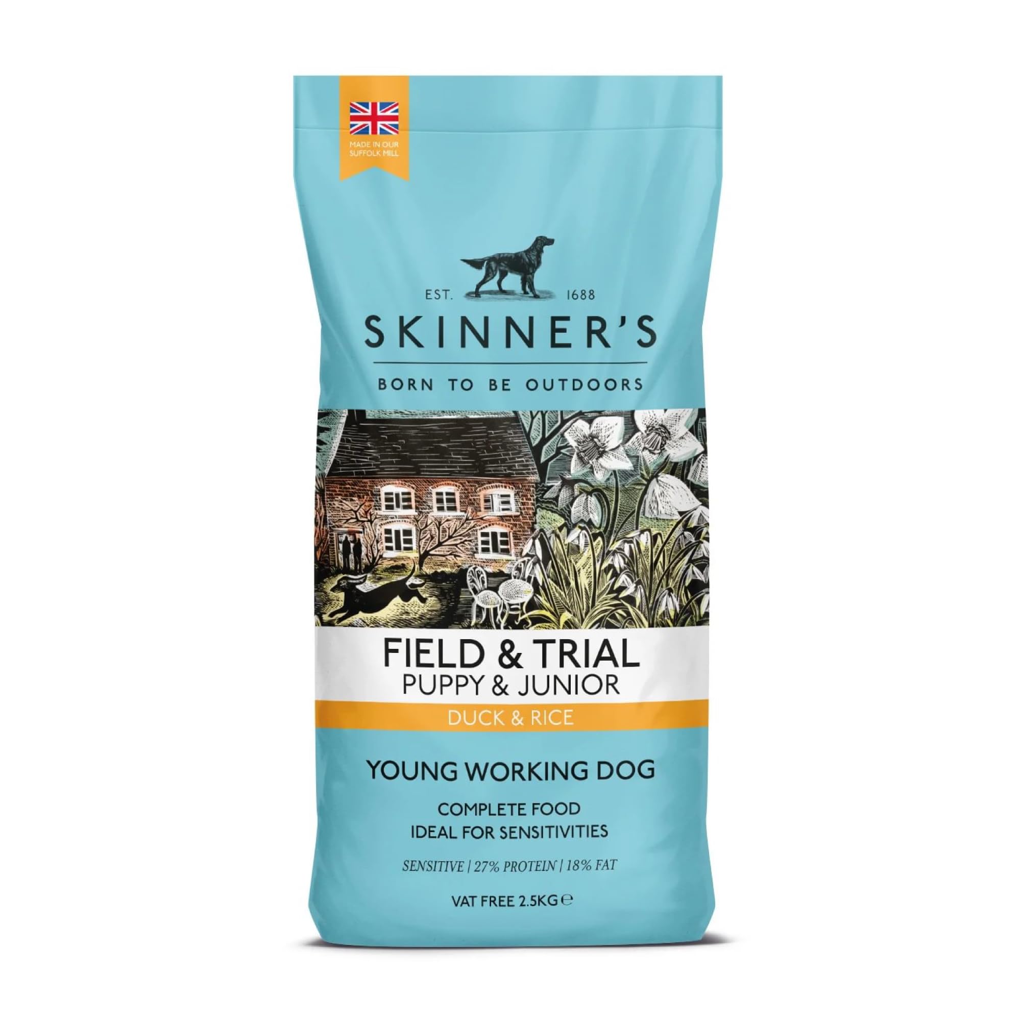 Skinners Field & Trial Complete Dry Puppy Food Duck and Rice, 2.5 kg