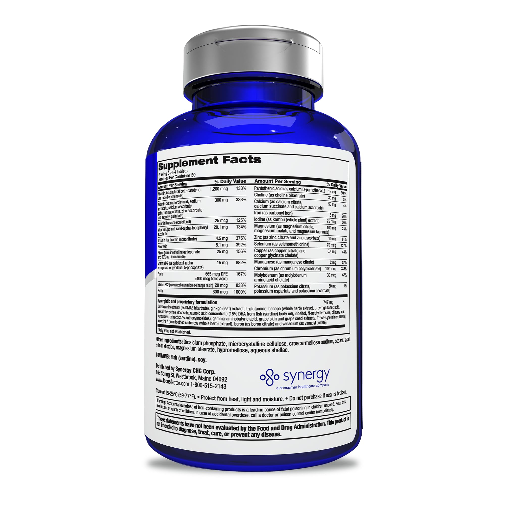 Focus Factor Adults Extra Strength, 120 Count - Brain Supplement for Memory, Concentration and Focus - Complete Multivitamin with DMAE, Vitamin D, DHA - Trusted Health Vitamins