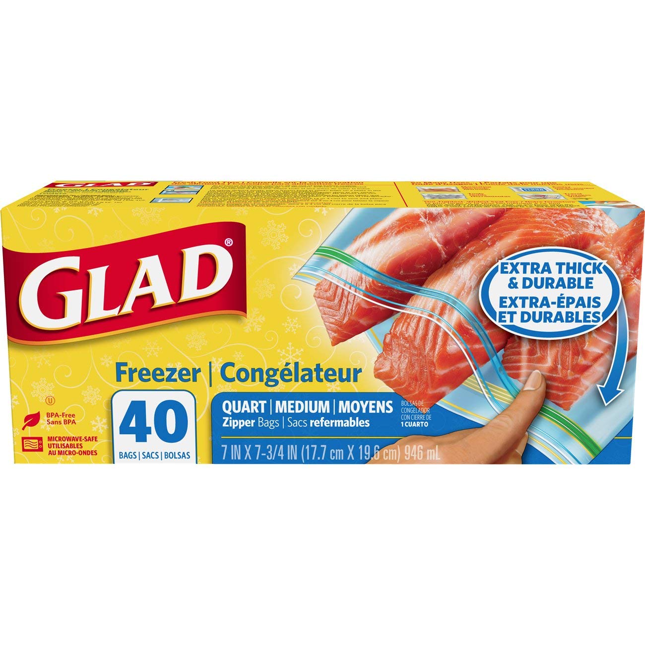 Glad Zipper Food Storage Freezer Bags Gallon 30 Count