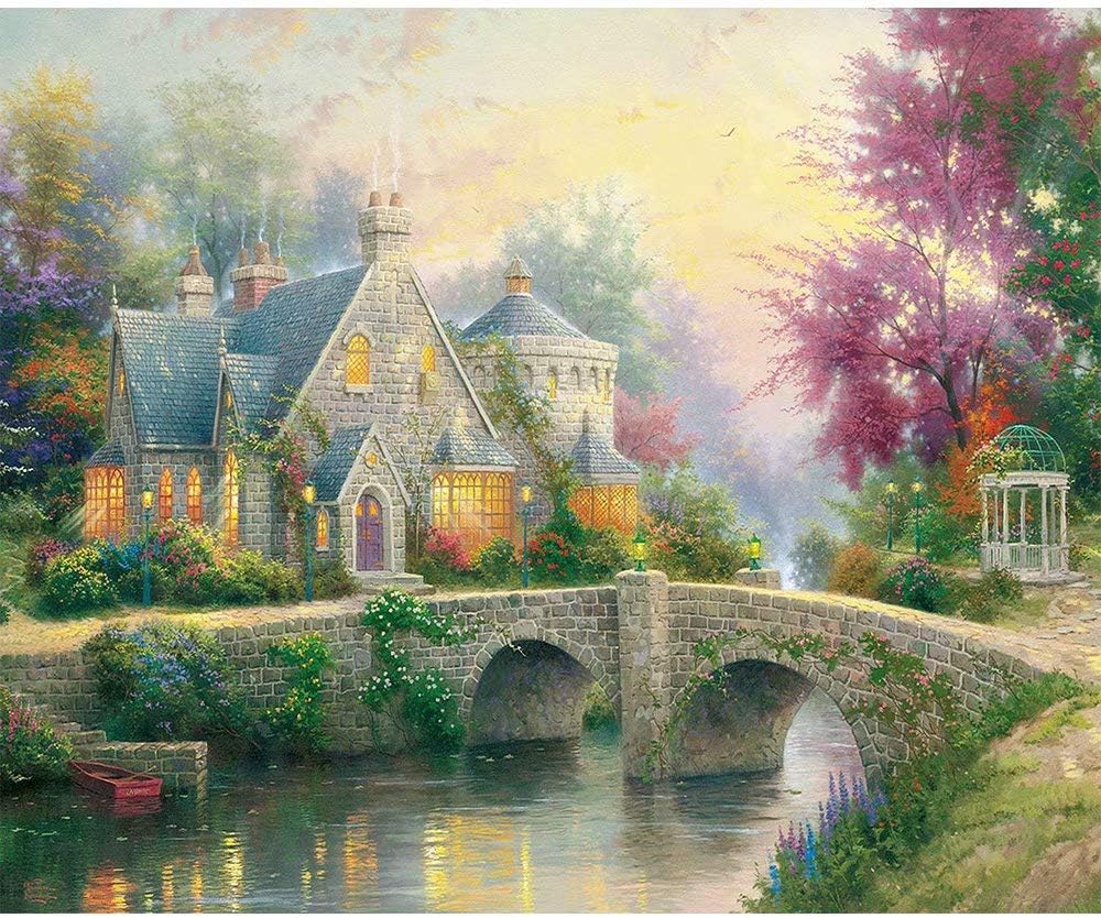 DIY Full Diamond Painting Cross Stitch kit for Adults Home Decoration Forest River House Landscape