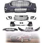 Traverse Front Bumper Cover Kit Compatible with 2018 2019 2020 2021 Chevy Traverse - Complete Front Bumper Grille Kit with Fog Lights