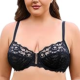 Minimizer Bras for Women Full Coverage, Unlined Lace Sexy Plus Size Underwire Bra for Large Breast