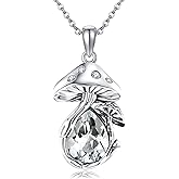 YAFEINI Birthstone Mushroom Necklace 925 Sterling Silver Mushroom Pendant Birthday Jewelry for Women Mom