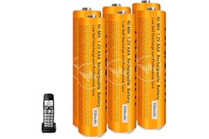 Nraonrn 6 Pack NI-MH AAA Rechargeable Battery for Panasonic, 1.2V 550mah AAA Rechargeable Batteries for Panasonic Cordless Phones Handset, Remote Controls, Electronics
