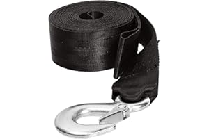 Wokape 1 Pack Boat Winch Strap with Hook, 2" x 20' Big-Autoparts Black Trailer Winch Replacement Strap and Safety Hook for Se